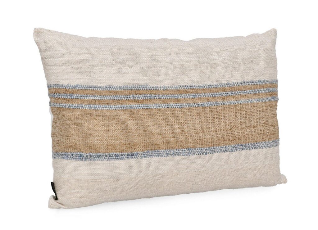 COJÍN KARADA CREMA NATURAL AZUL 60X40