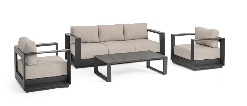 MOSES CHARCOAL SOFA SET4 W-CUSH YK13