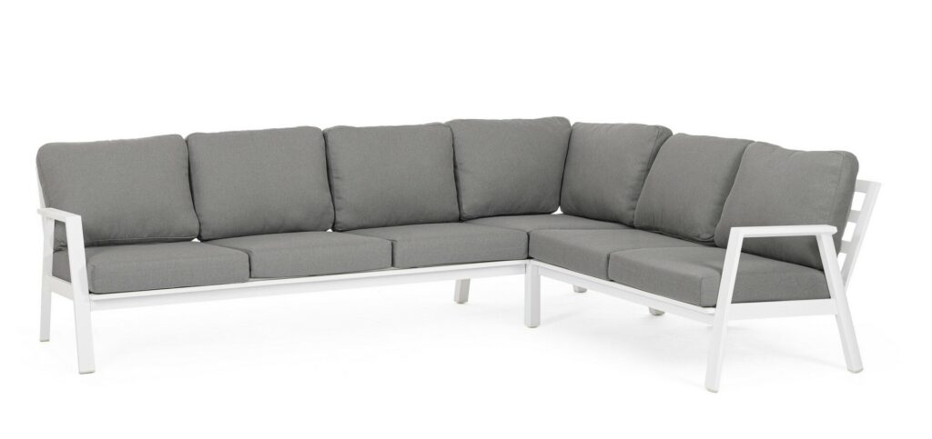 FLAMINIO WHITE CORNER SOFA SET W-CUSH