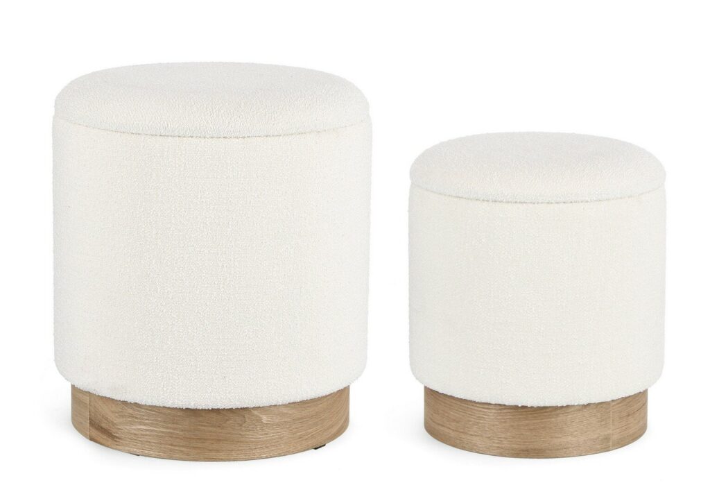 ZOYA SET2  WHITE STORAGE POUF